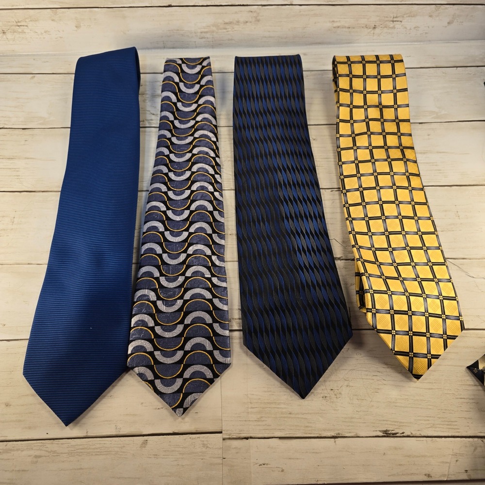 Mens Silk Tie Lot of 4 Bergamo New York Keith Daniels Barry Manufacturing Blue